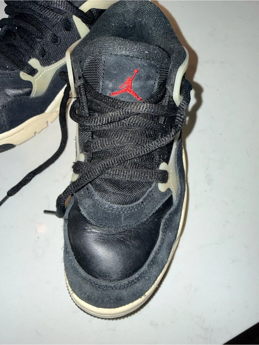 Jordan Kids Black and Cream Low-Top Sneakers